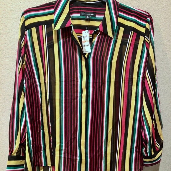 (NWT) INC International Concepts Women's Party Stripe Sheer Top Plus Size 2X - Picture 3 of 14